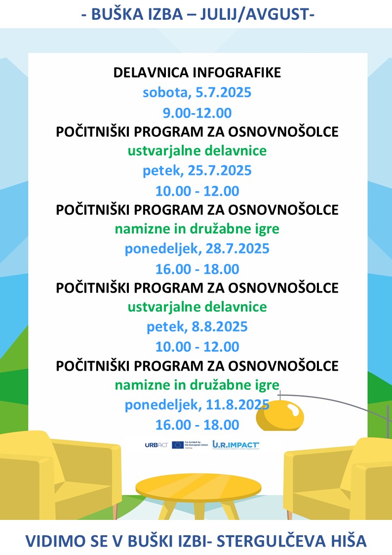 BUŠKA IZBA program JULIJ, AVGUST  2025